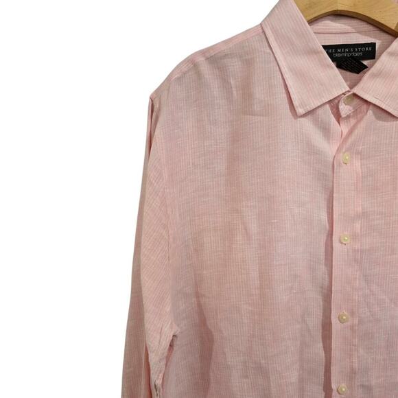 The Men’s Store Bloomingdale’s Men’s Pink Linen Button-Down Shirt Size Large - Picture 5 of 9